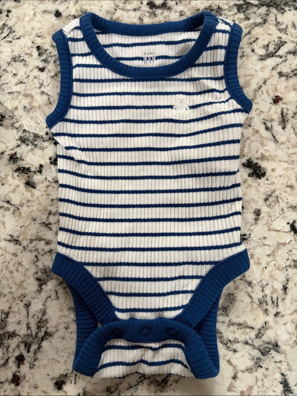 GAP Blue & White Striped Ribbed Sleeveless Bodysuit